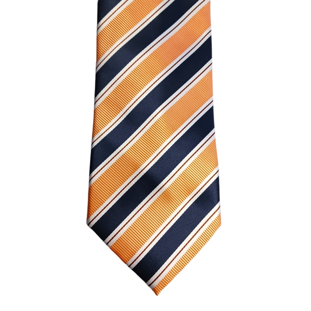 Covington Mens Tie Striped Orange Blue 59" Wide